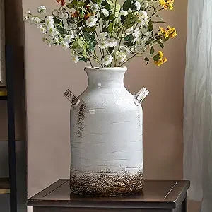 DAFIFY Rustic Ceramic Farmhouse Vase For Home Decor Living Room