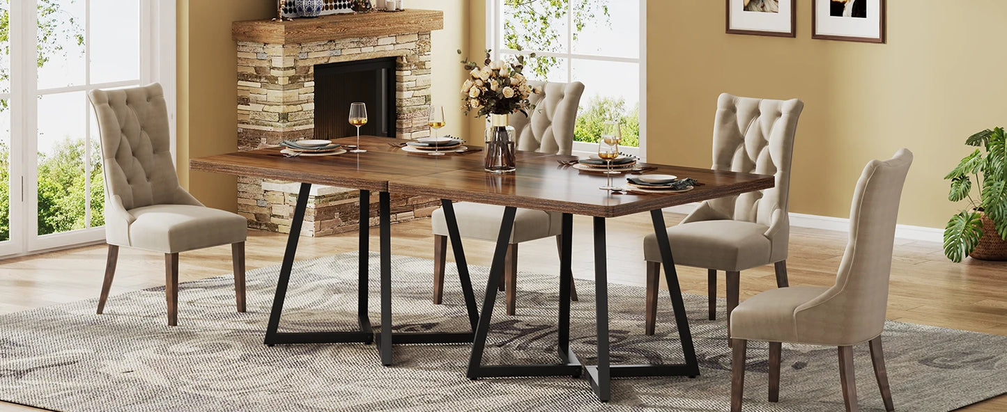 Tribesigns Square Dining Table For Four With Metal Base