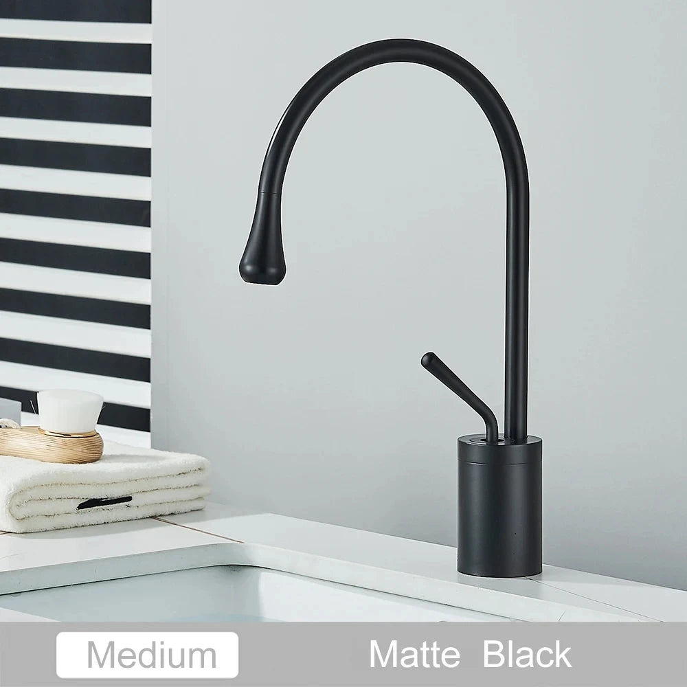 Saeuwtowy Brass Basin Faucet Deck Mounted Single Handle Hot Cold