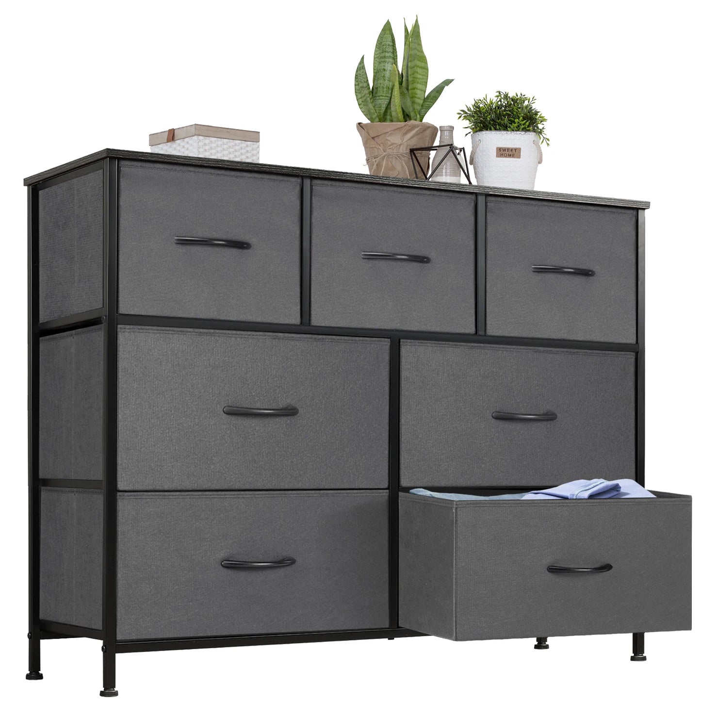 JHK Dresser With 7 Fabric Drawers Storage Closet Chest