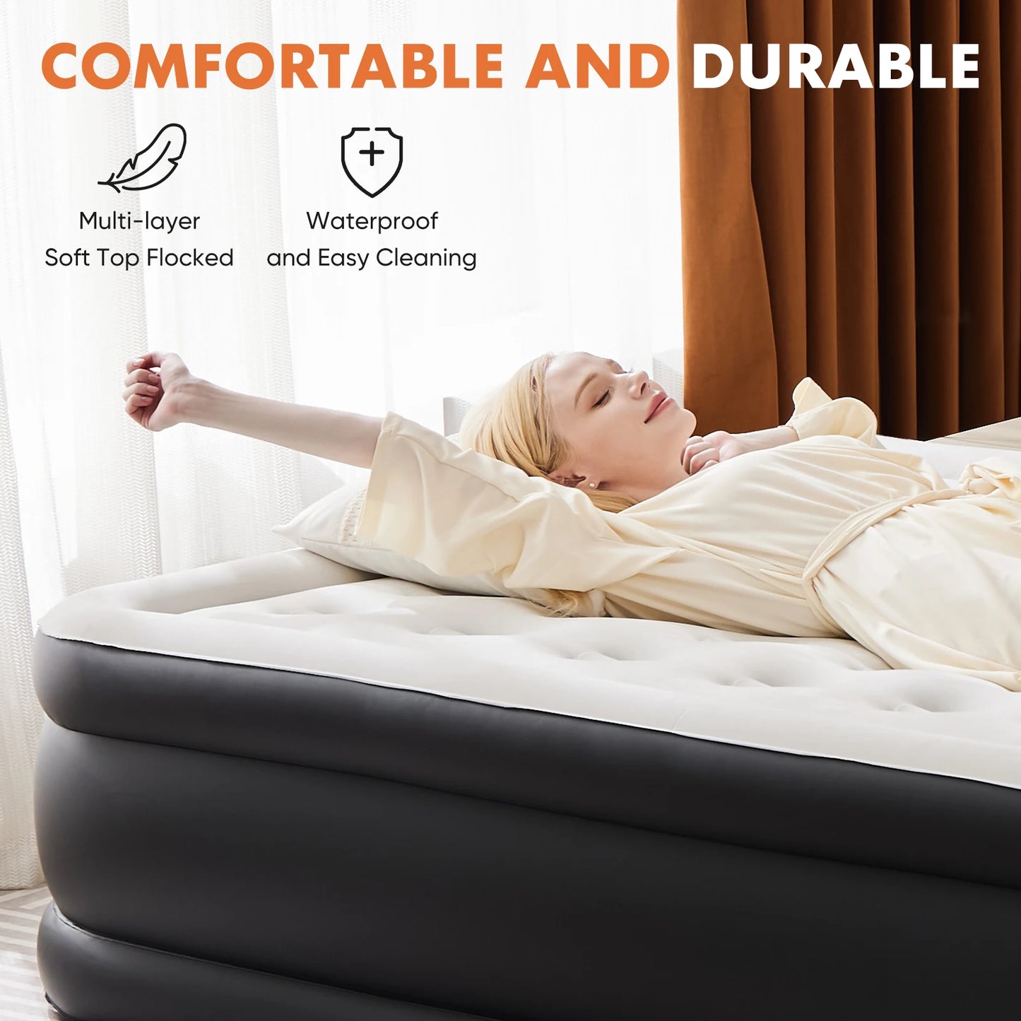 JHK Air Mattress With Non Slip Bottom 660 Lbs Capacity
