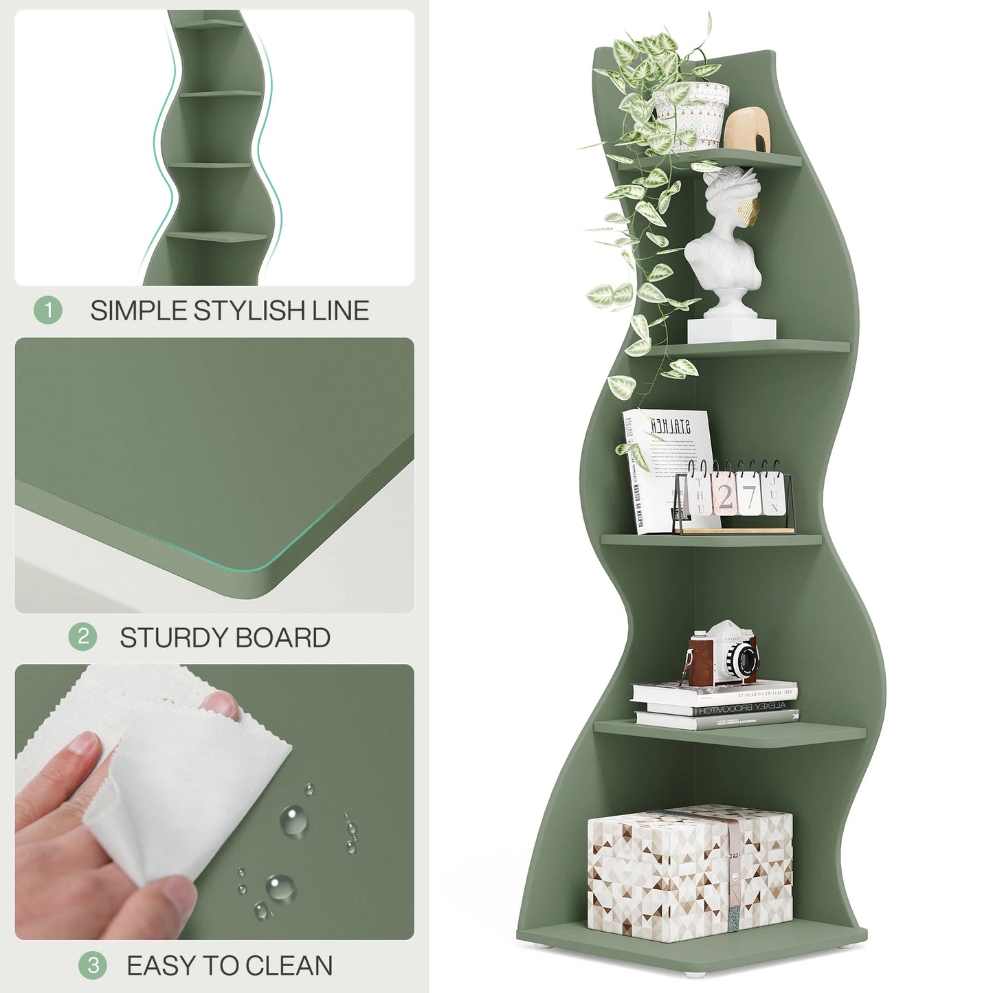 Tribesigns 5 Tier Corner Shelf Wall Bookshelf Plant Stand