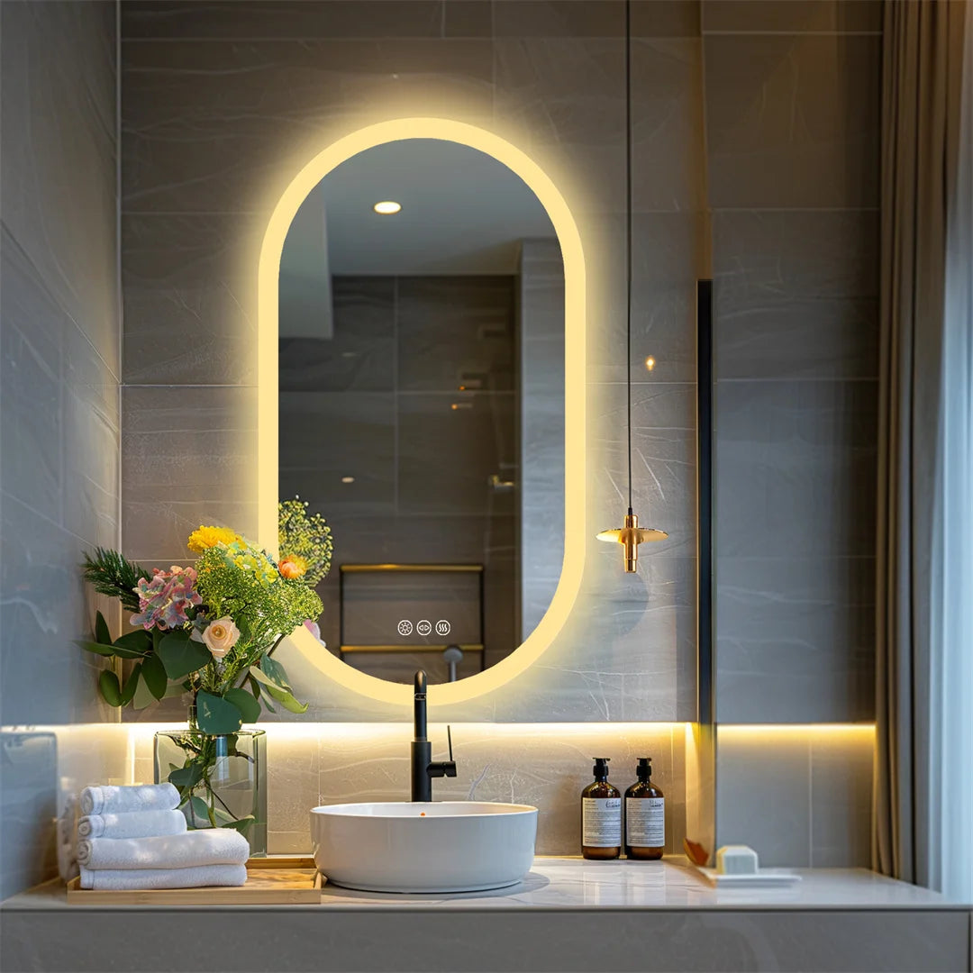 LUVODI LED Backlit Bathroom Mirror With Touch Dimming Defog IP44