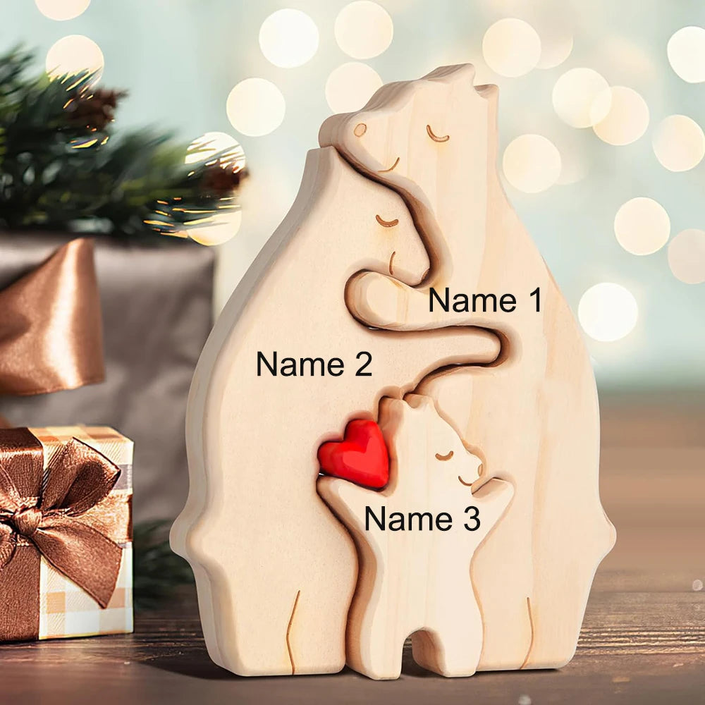 NONEDropshipping Bear Family Wooden Puzzle With Free Engraving Name