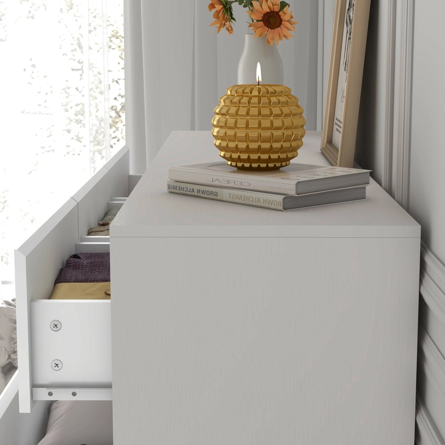 QiaoShiRen 7 Drawer Dresser Modern Wood Chest for Bedroom