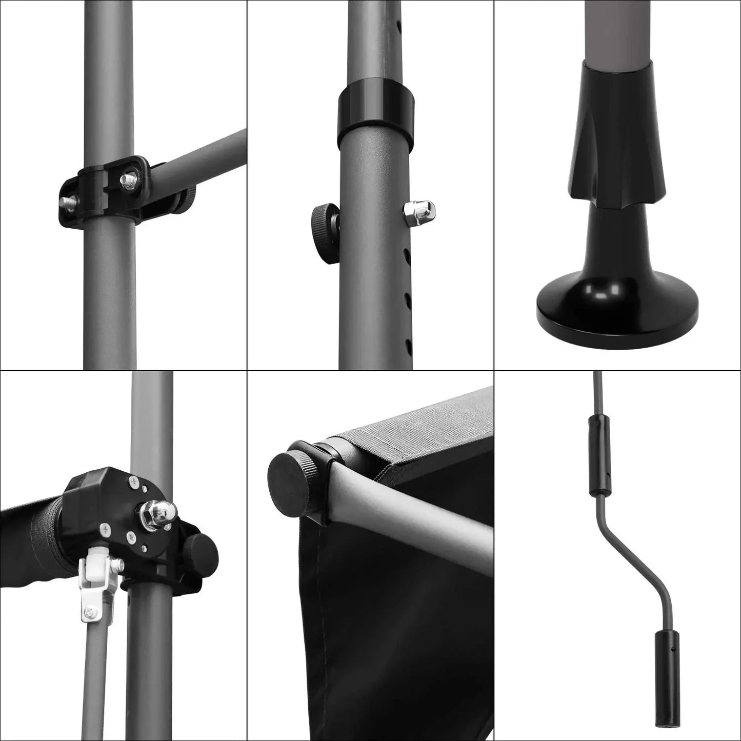 Awning Balcony Patio Retractable Awning UV50+ Sun Shade Awning Clamp Garden Sun Protection with Hand Crank Without Drilling