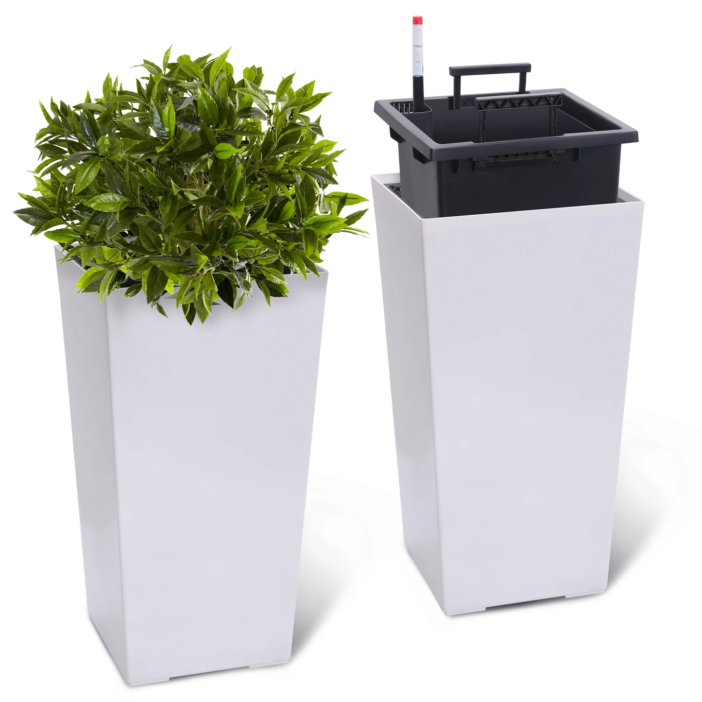 HobbyLane Indoor Outdoor Taper Planter With Shelf Insert Plastic Pots