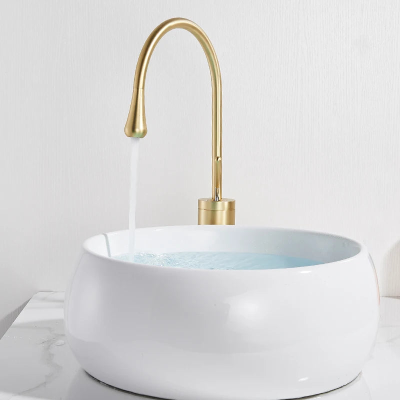 Saeuwtowy Brass Basin Faucet Deck Mounted Single Handle Hot Cold