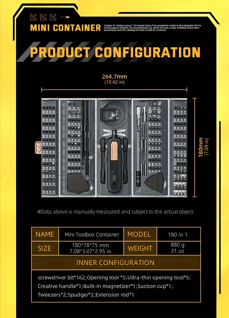 JAKEMY 180 In 1 Precision Screwdriver Set Magnetic Bits Repair