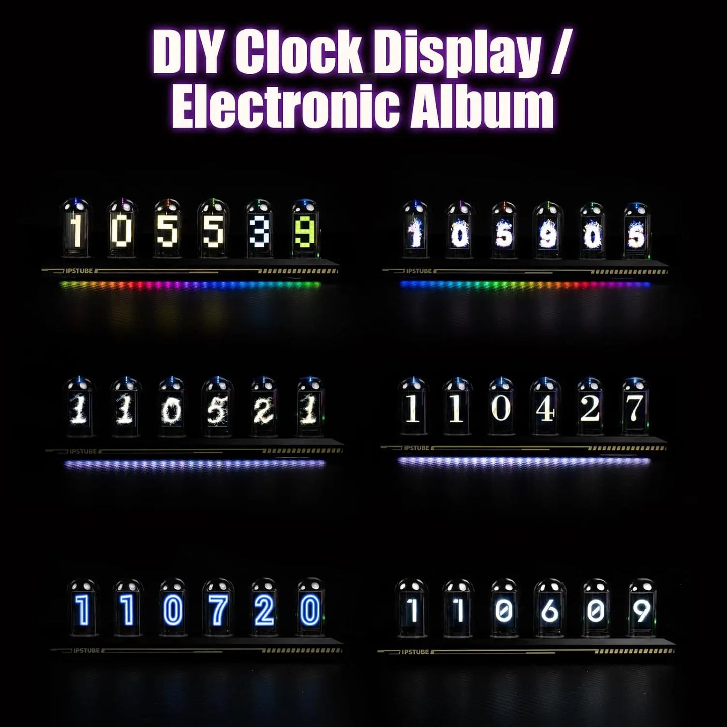 Aiopp Night Light Nixie Tube Clock Kit With 3 Light Modes