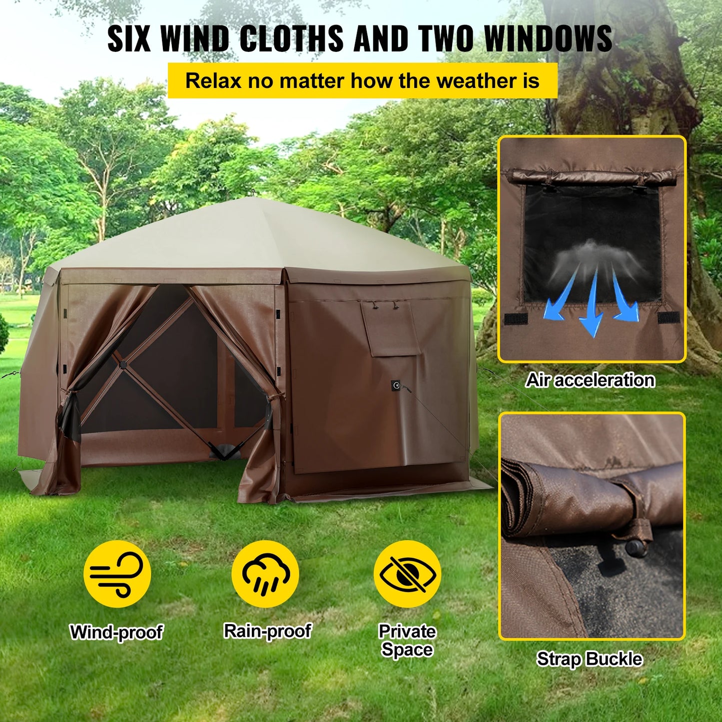 SucceBuy Pop Up Camping Gazebo Shelter for Outdoor Parties