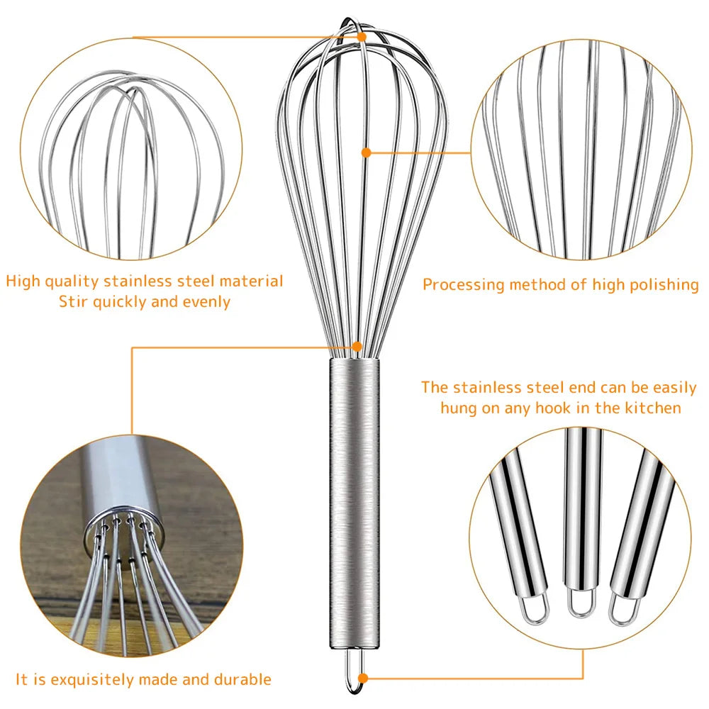 Willstar 3 Pack Stainless Steel Balloon Whisk Set With Grip