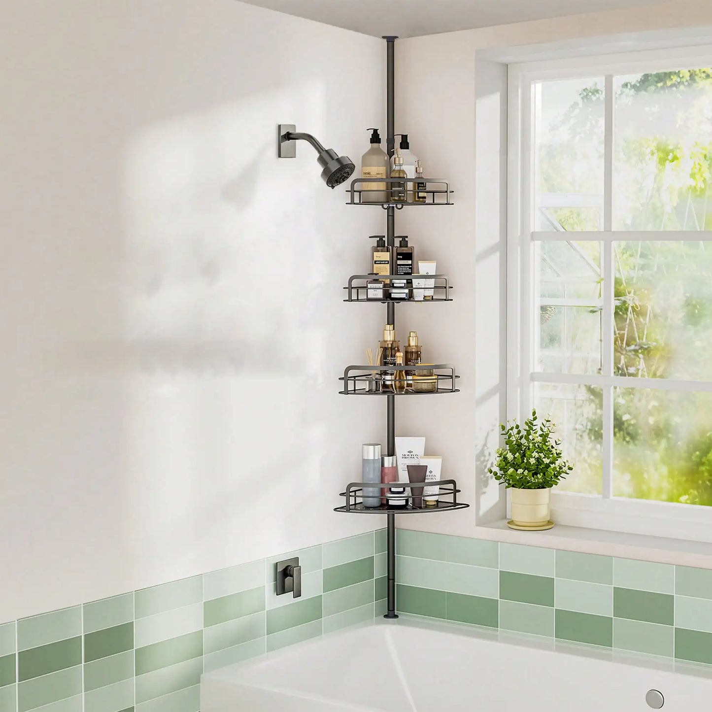 4-Tier No-Drilling Corner Shower Caddy for Inside Shower