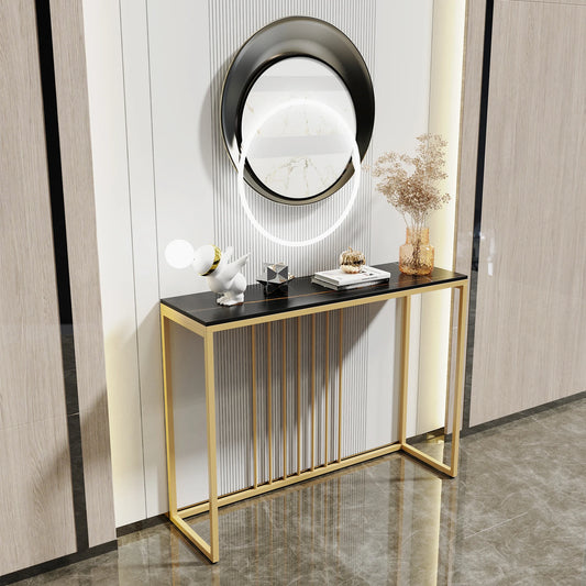 BINGOPAW Sintered Stone Console Table With Metal Frame