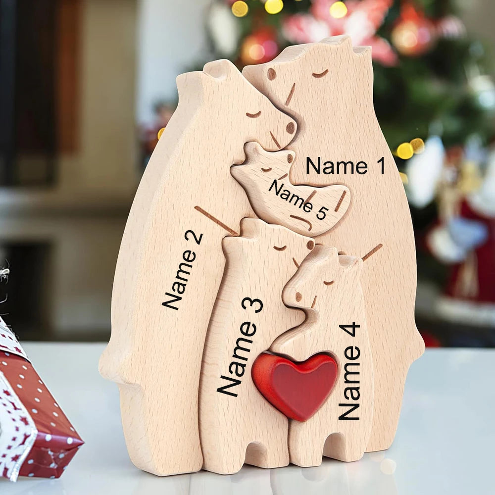 NONEDropshipping Bear Family Wooden Puzzle With Free Engraving Name
