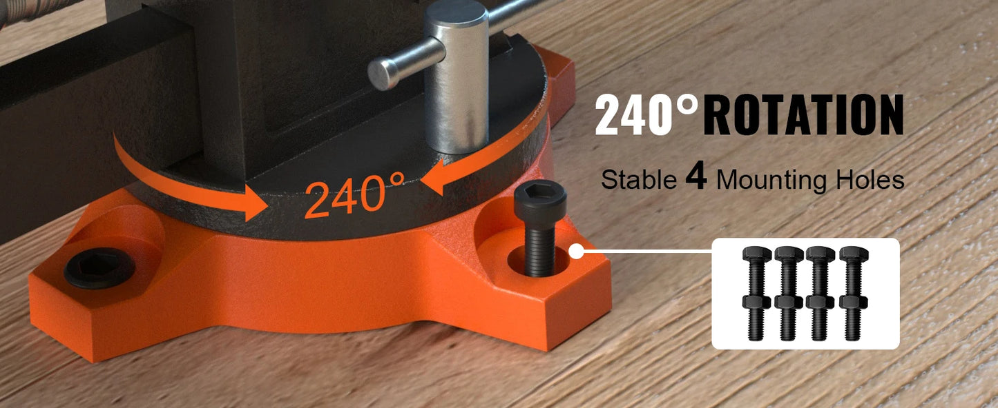 SucceBuy Bench Vise Heavy Duty Cast Iron With Swivel Base