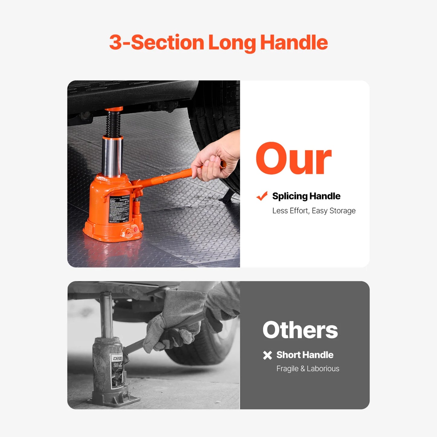SucceBuy Hydraulic Bottle Jack With Long Handle For Vehicles