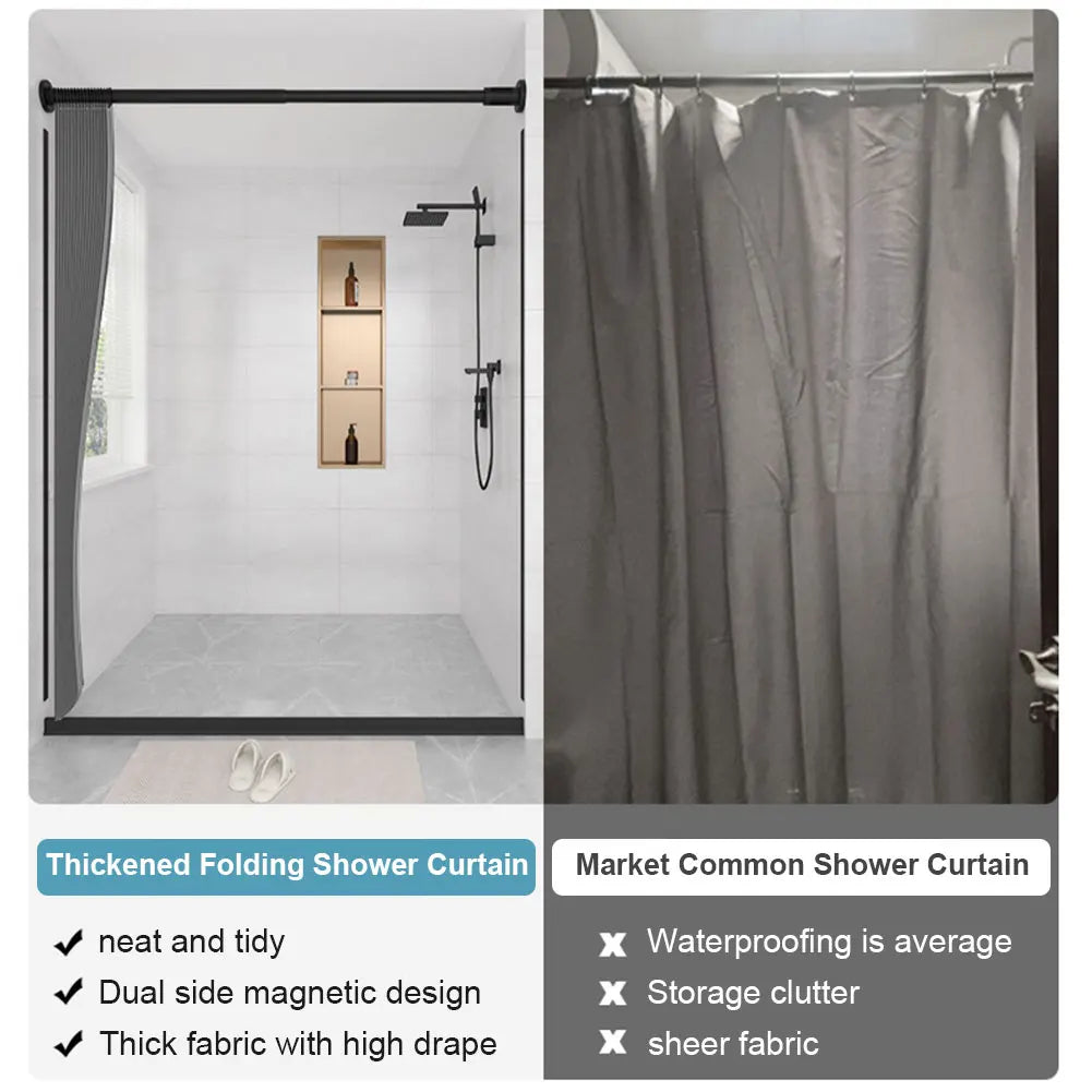 APWIKOGER Foldable Magnetic Shower Curtain Waterproof Bathroom Divider