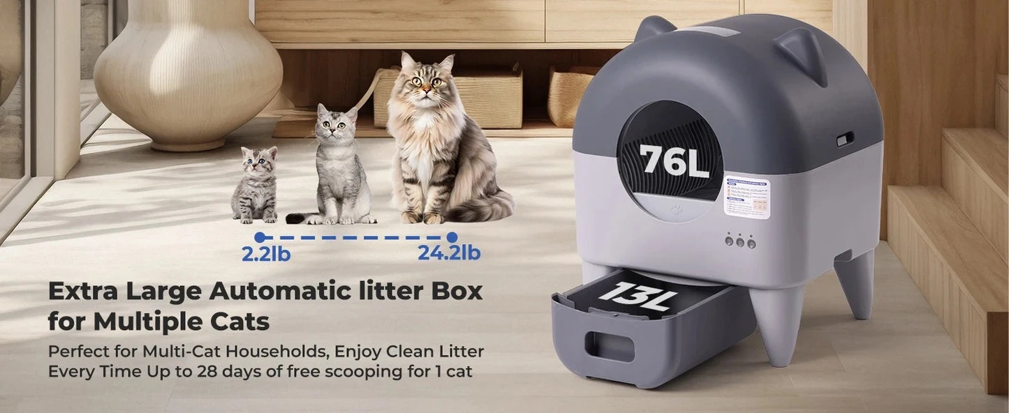 Lunapurr Automatic Self-Cleaning Cat Litter Box With App Control Multi-Cat