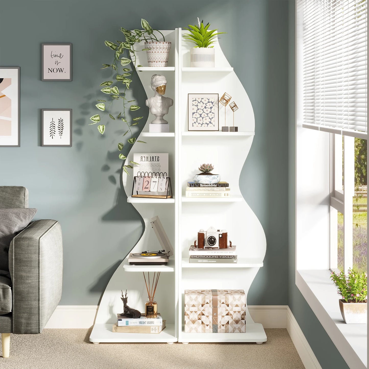 Tribesigns 5 Tier Corner Shelf Wall Bookshelf Plant Stand