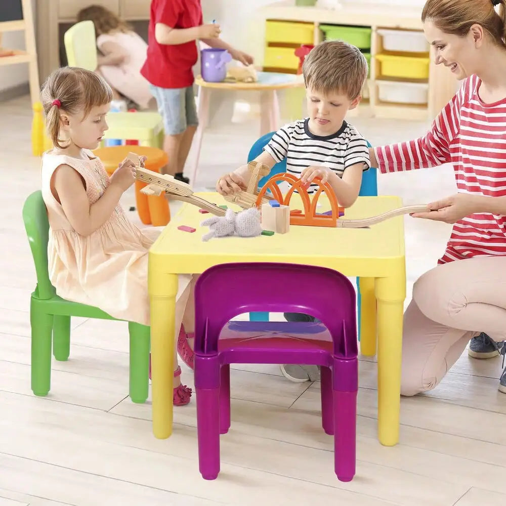 Kids Table And Four Chair Set For Toddlers Playroom Activities