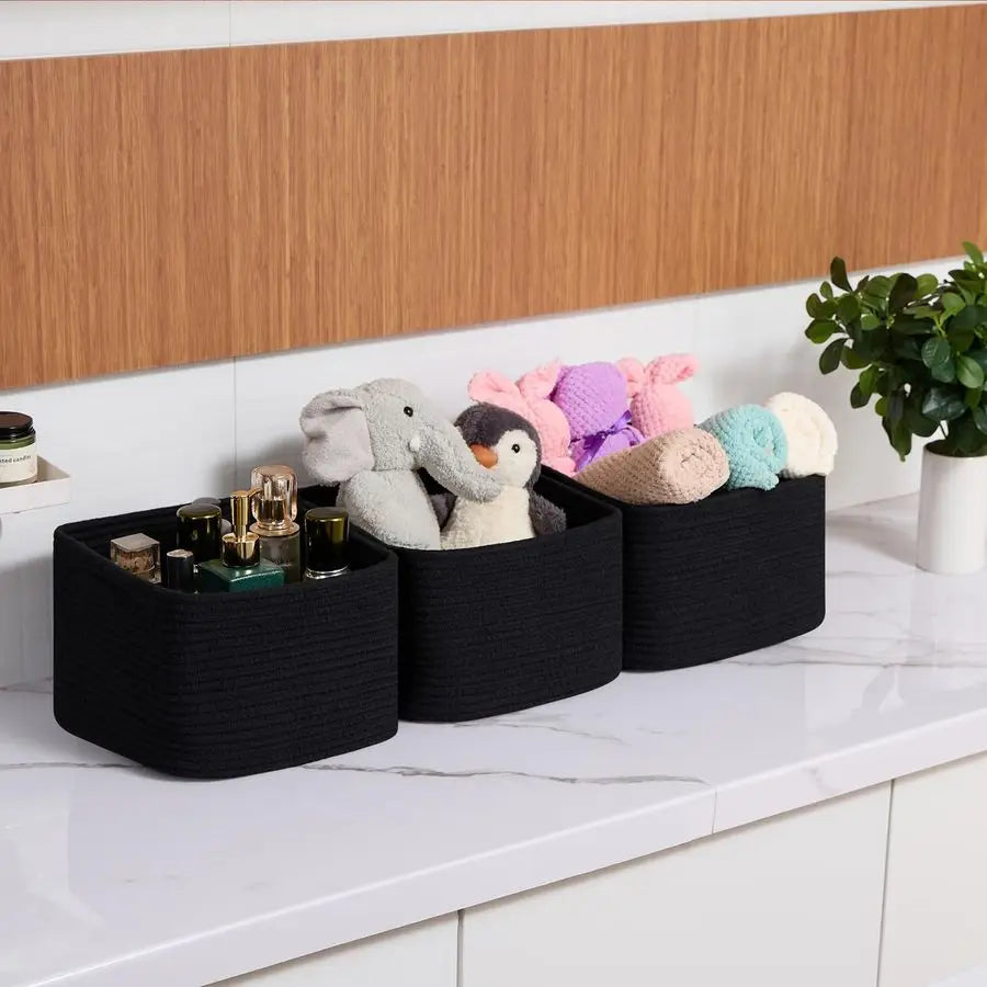 Rope Woven Storage Bins for Cube Shelves Nursery Toy Organizer