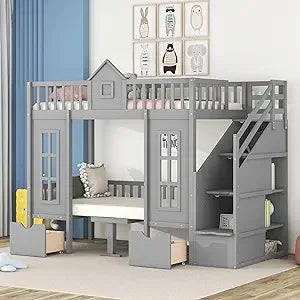 Loft Bed With Built In Storage Wardrobe And Windows