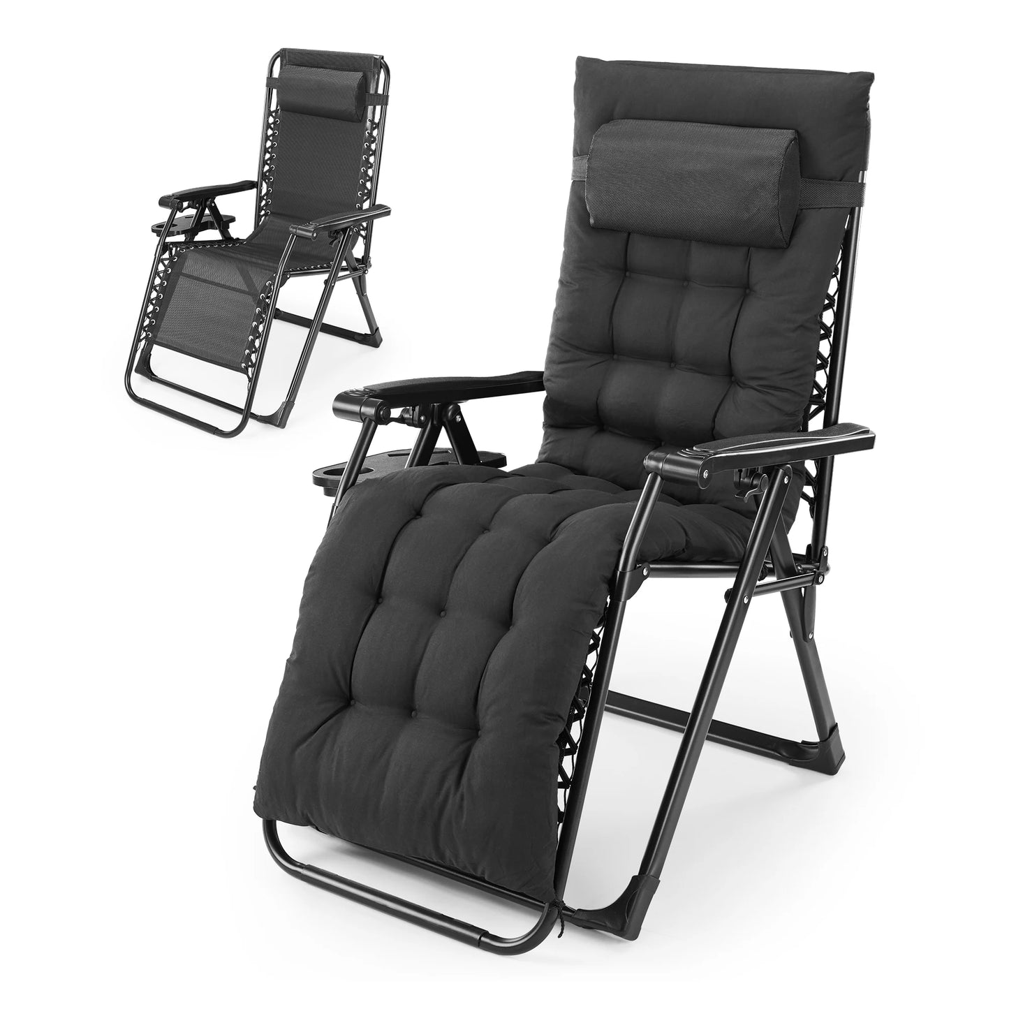 JHK Zero Gravity Recliner Patio Lounge Chair With Cup Holder