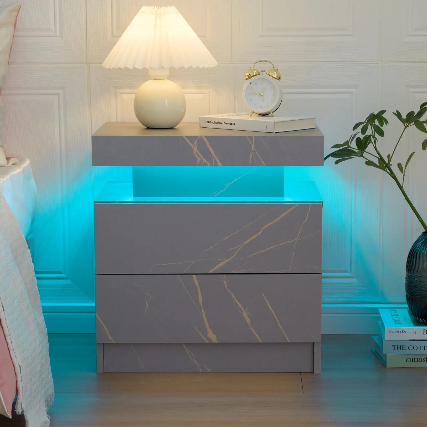 Cubehom LED Nightstands With 2 Drawers And RGB Lights