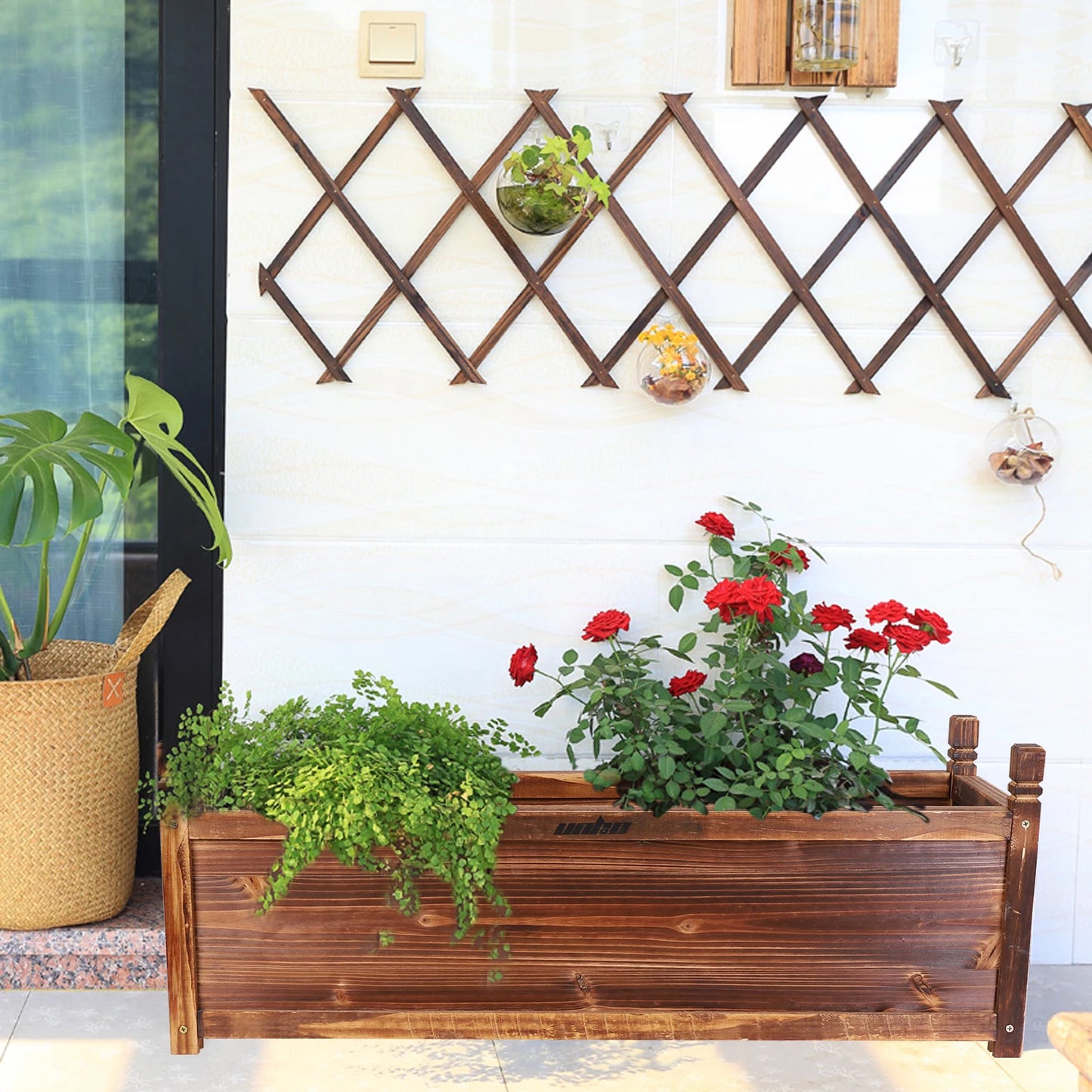 Raised Garden Bed Planter Wood Window Box For Flowers And Vegetables