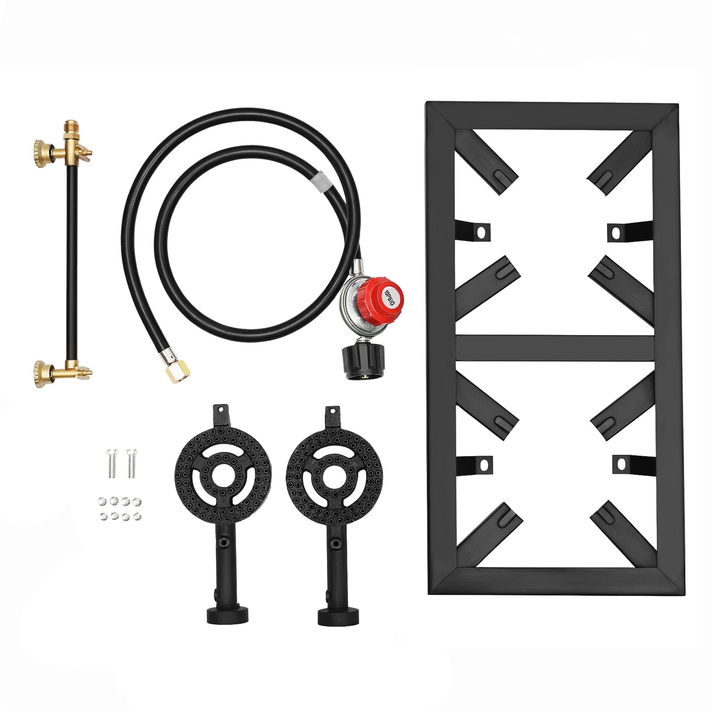 8000W Portable Double Burner Outdoor Gas Stove With 0 To 10 PSI Regulator Hose