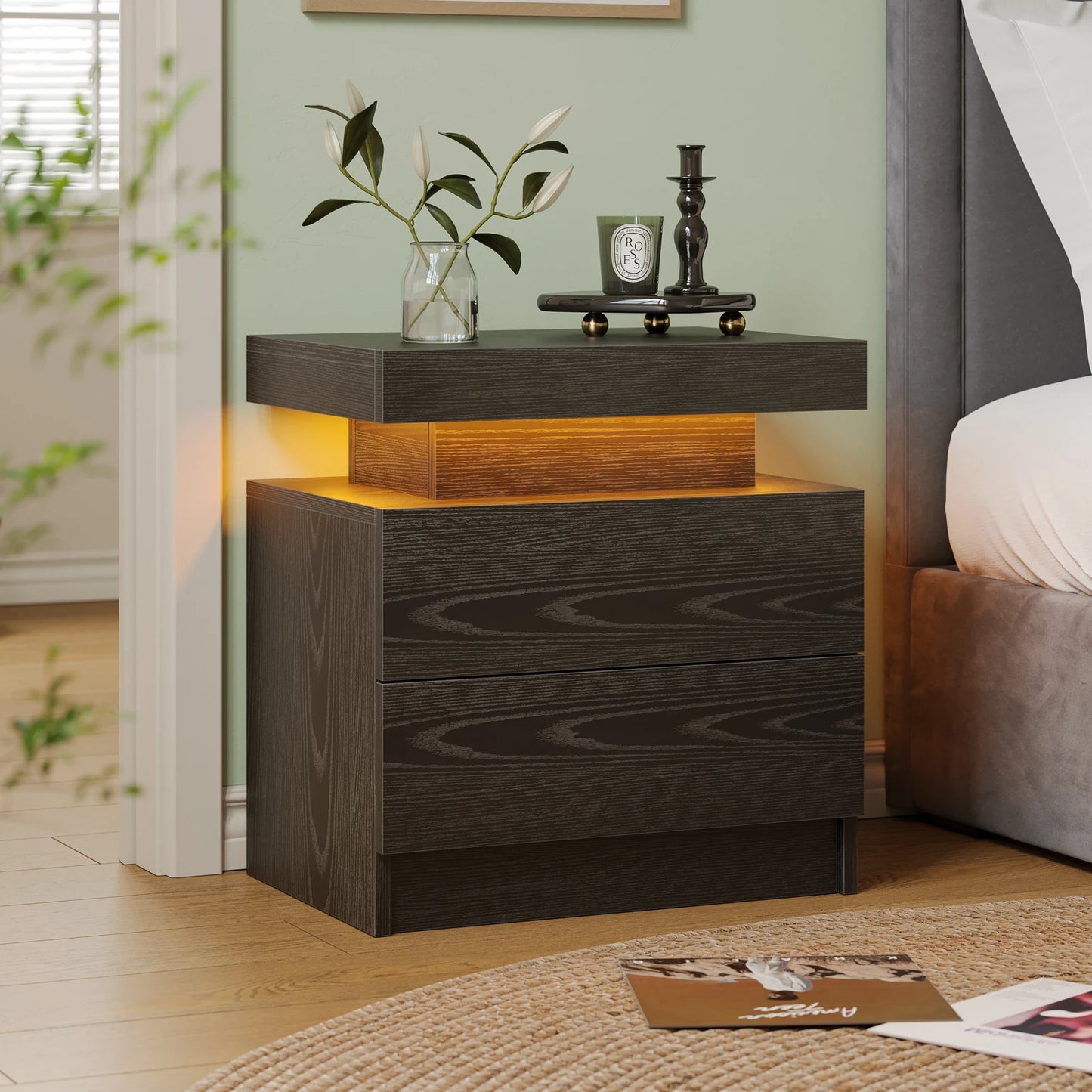 Cubehom LED Nightstands With 2 Drawers And RGB Lights