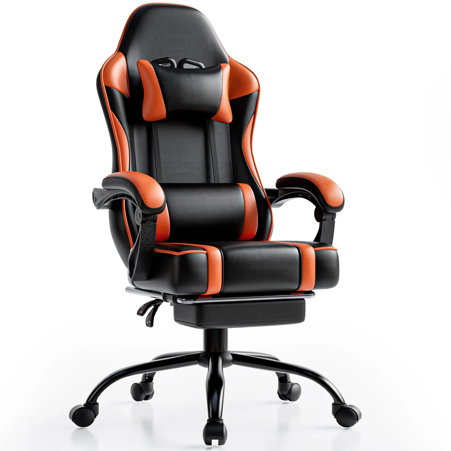 Gaming Chair With Footrest PU Leather Reclining Gamer Office Chair