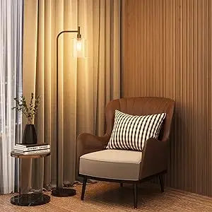 Floor Lamp For Living Room With Led And Seeded Glass