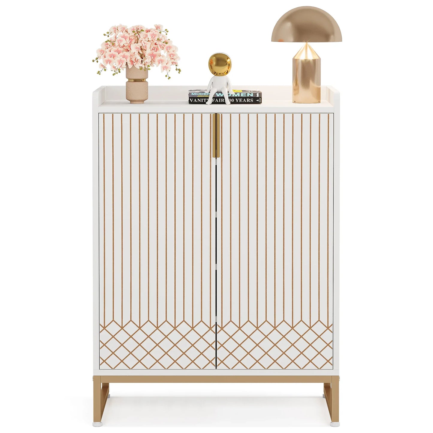 Tribesigns 5-Tier Shoe Cabinet With Doors Wood Storage Organizer
