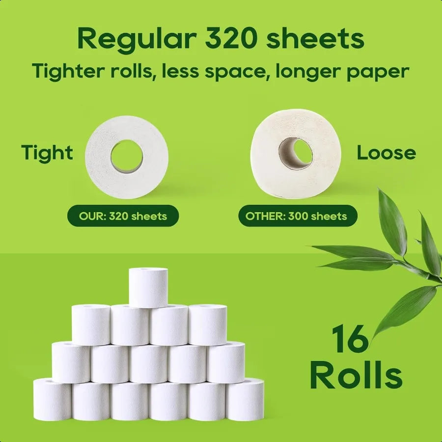 Bamboo Toilet Paper Septic Safe 16 Double Rolls 2 Ply