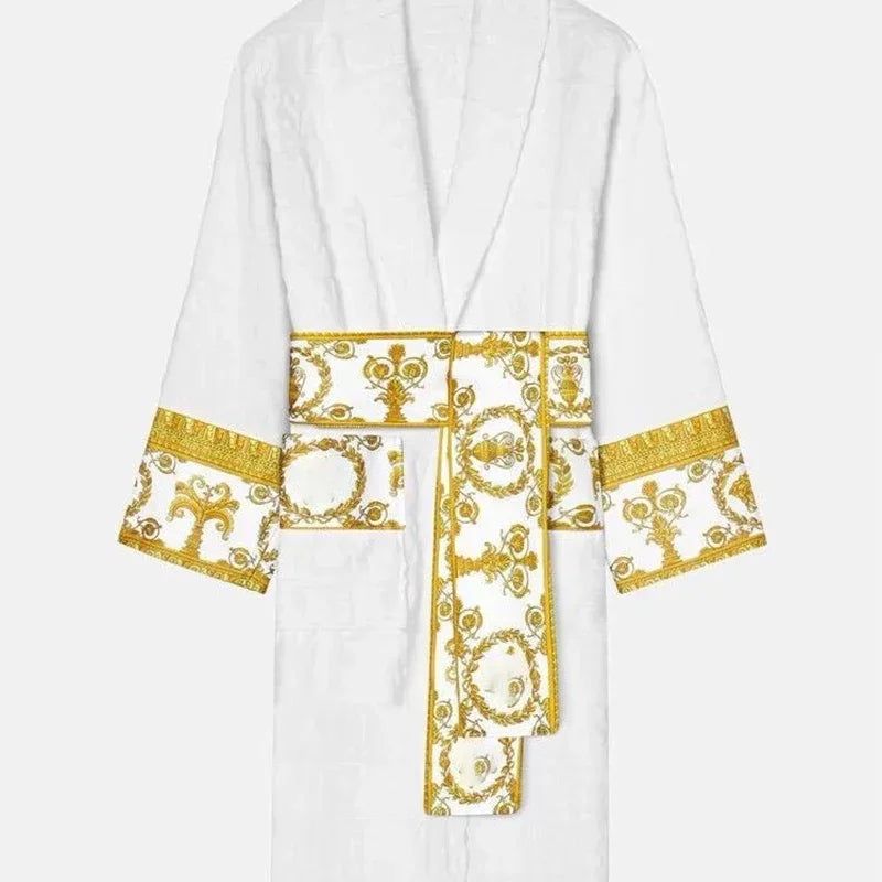 NONECN Fleece Bathrobe For Men And Women With Pockets