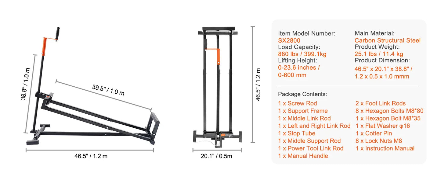 SucceBuy Hydraulic Lawn Mower Lift With Threaded Jack 500 Lbs