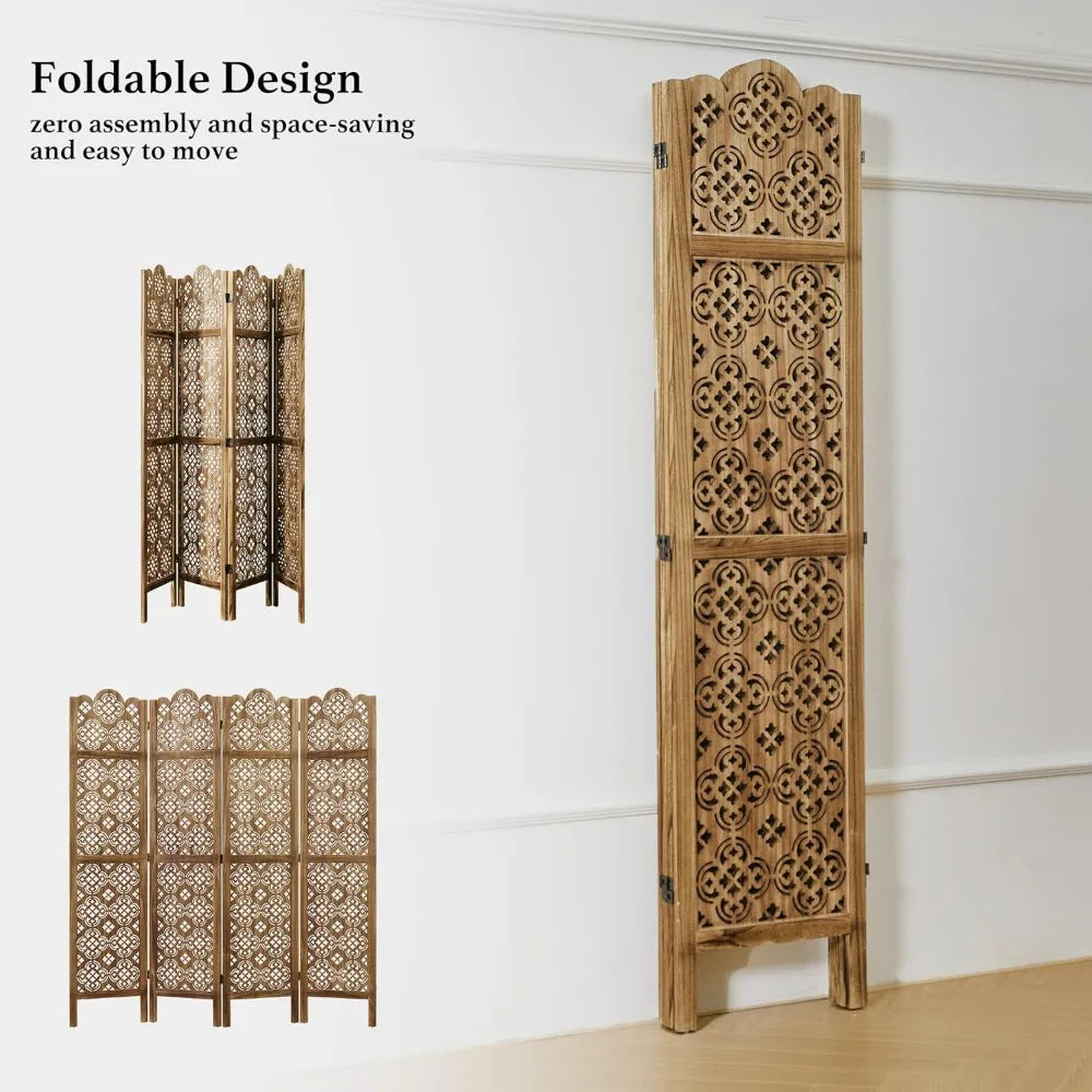 Folding Wood Room Divider Privacy Screen For Home And Office