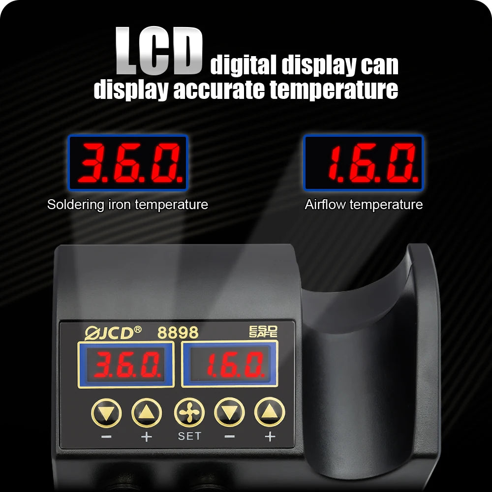 JCD 8898 750W Soldering Station 2 In 1 LCD Display Solder Tools
