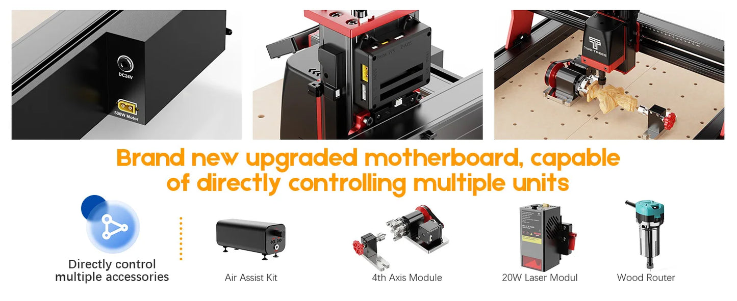 TWOTREES TTC450 Pro CNC Machine 4Axis Metal Cutting Machine For CNC Router Machine And Laser Engraving Cutting Wood GRBL Control