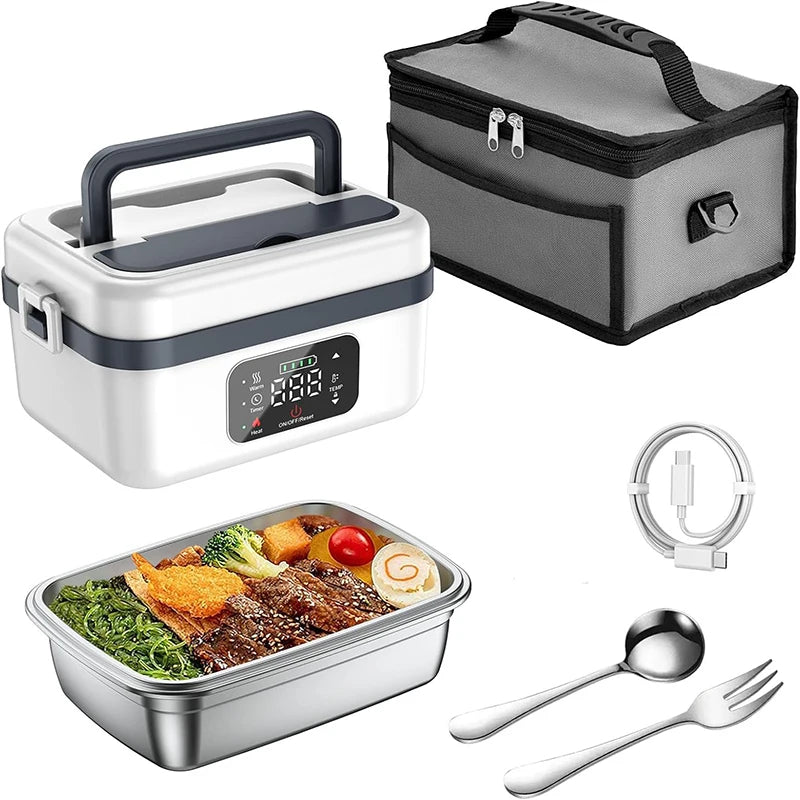 Rechargeable Timer Lunch Box With Automatic Heating And Insulated Bag