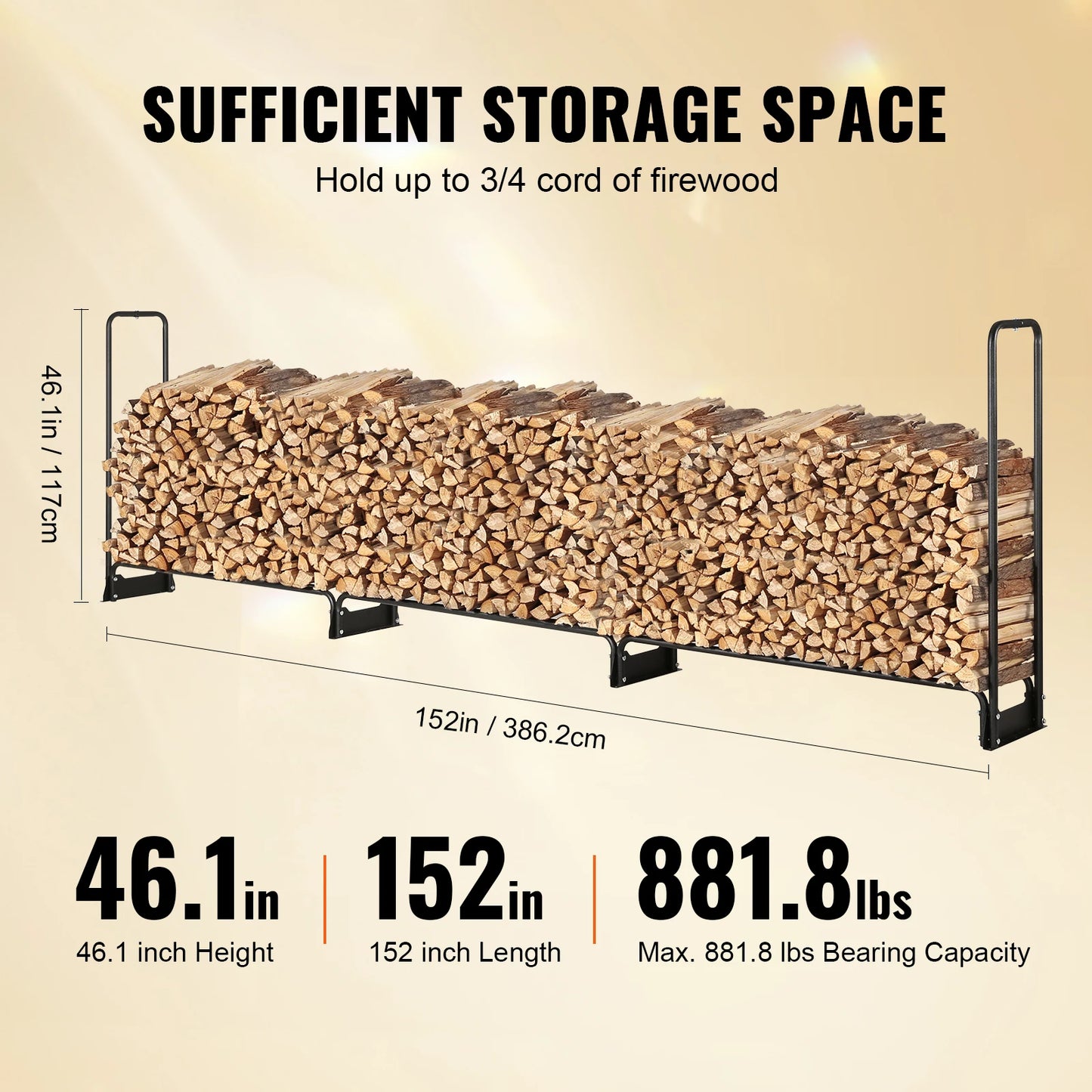 SucceBuy Outdoor Firewood Rack With Cover And Heavy Duty Holder