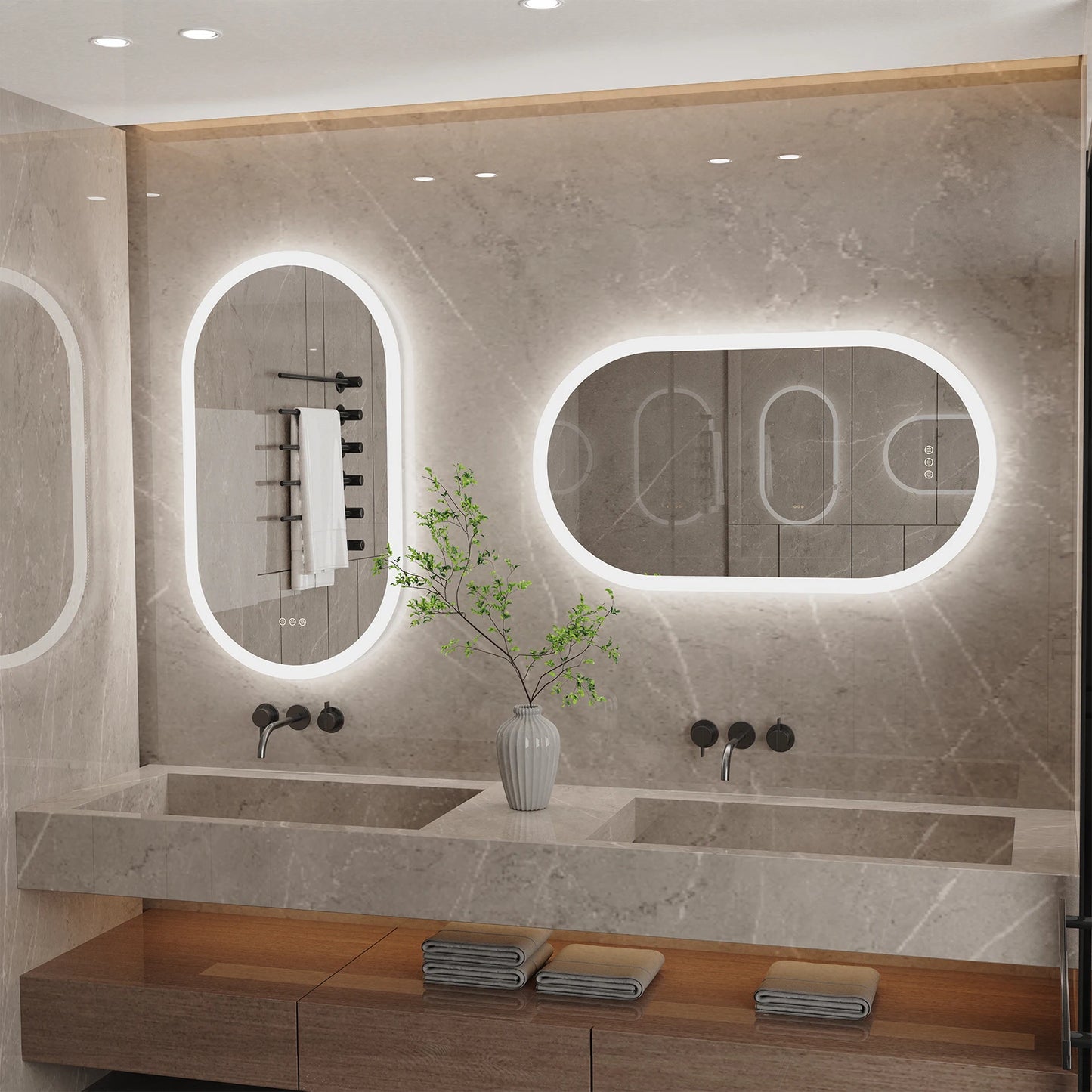 LUVODI LED Backlit Bathroom Mirror With Touch Dimming Defog IP44