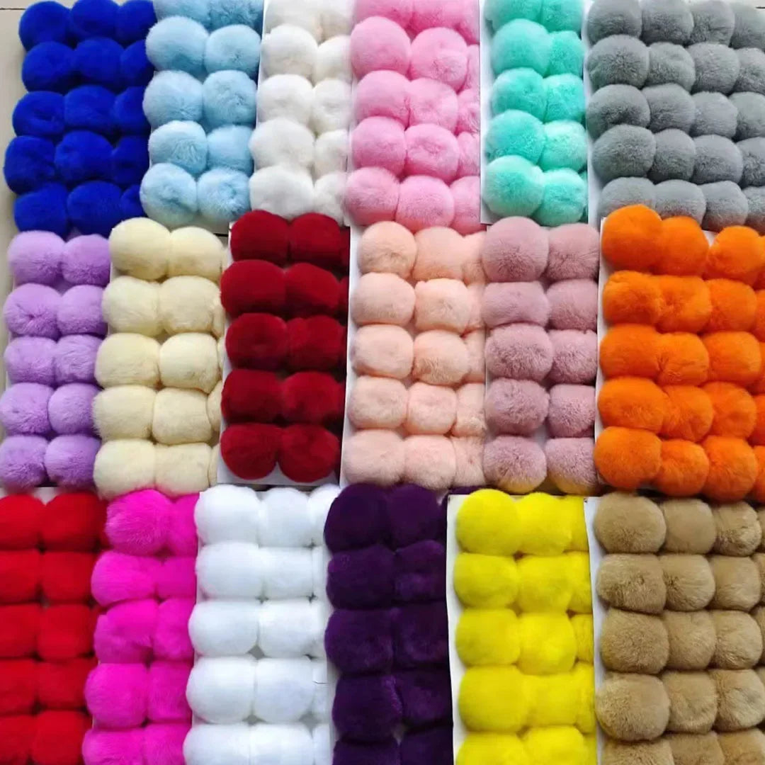 Fluffy Faux Fur Pom Poms For Keychains Hats Scarves DIY