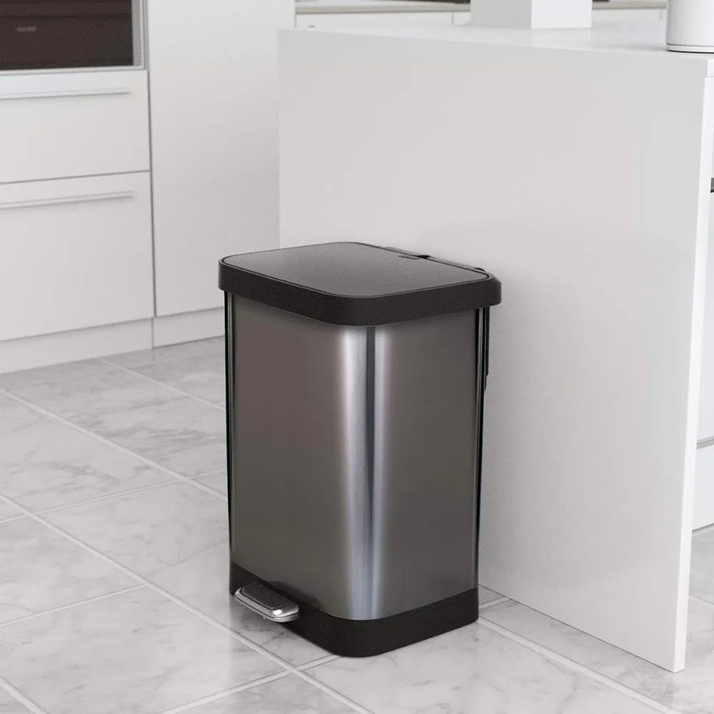 DAFIFY Stainless Steel Step Trash Can With Odor Protection