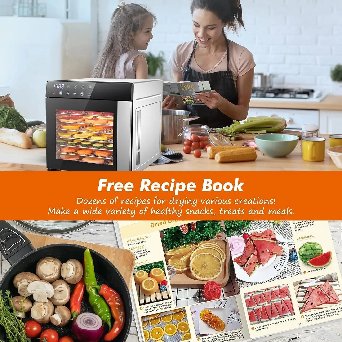 SNDOAS 8 Tray Stainless Steel Food Dehydrator With 600W Presets