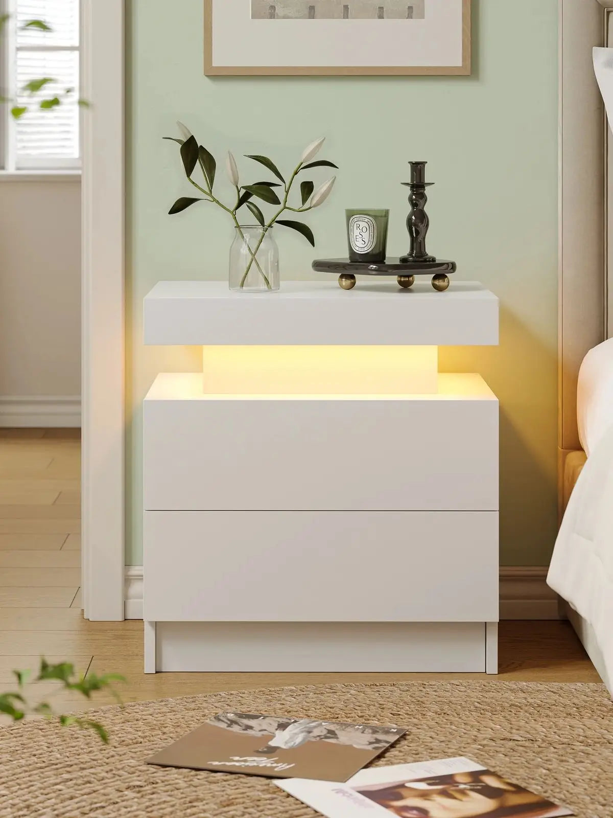 Cubehom LED Nightstands With 2 Drawers And RGB Lights