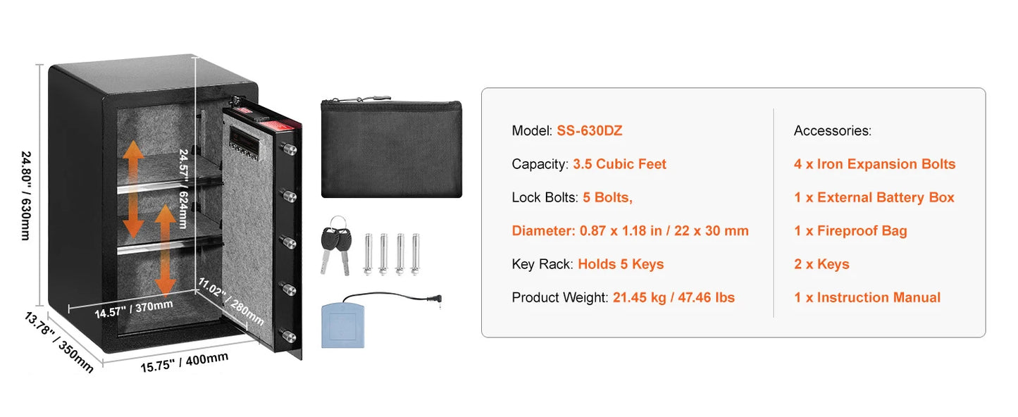 SucceBuy Safe Box with Key Lock Password and Fingerprint Access