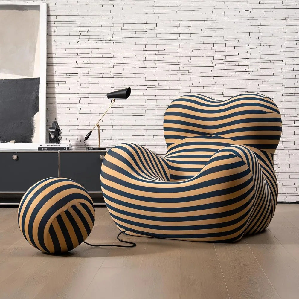 ZHUOTING Sofa Chair With Round Ottoman Modern Single Sofa